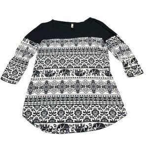 Magic Fit Women’s Large Black and White Long Sleeve Top
